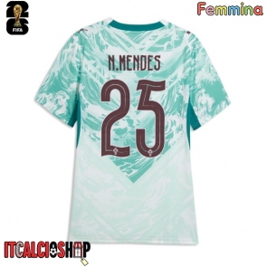 Portogallo Nuno Mendes #25 Seconda Maglia Femmina Mondiali 2026 Manica Corta